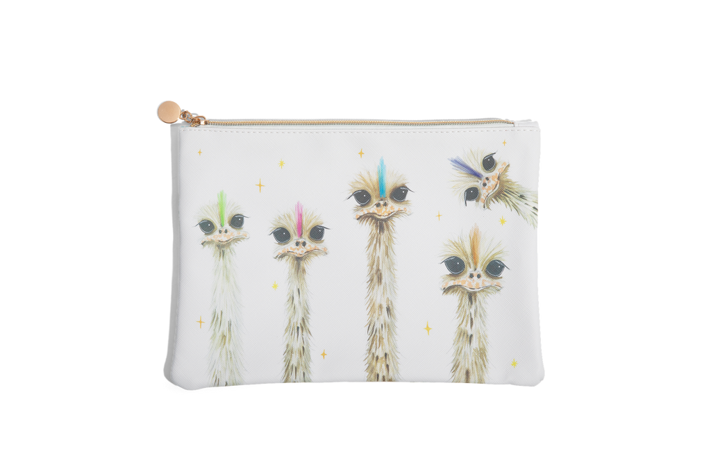 "Mohawk Ostrich Fam" Zipper Pouch