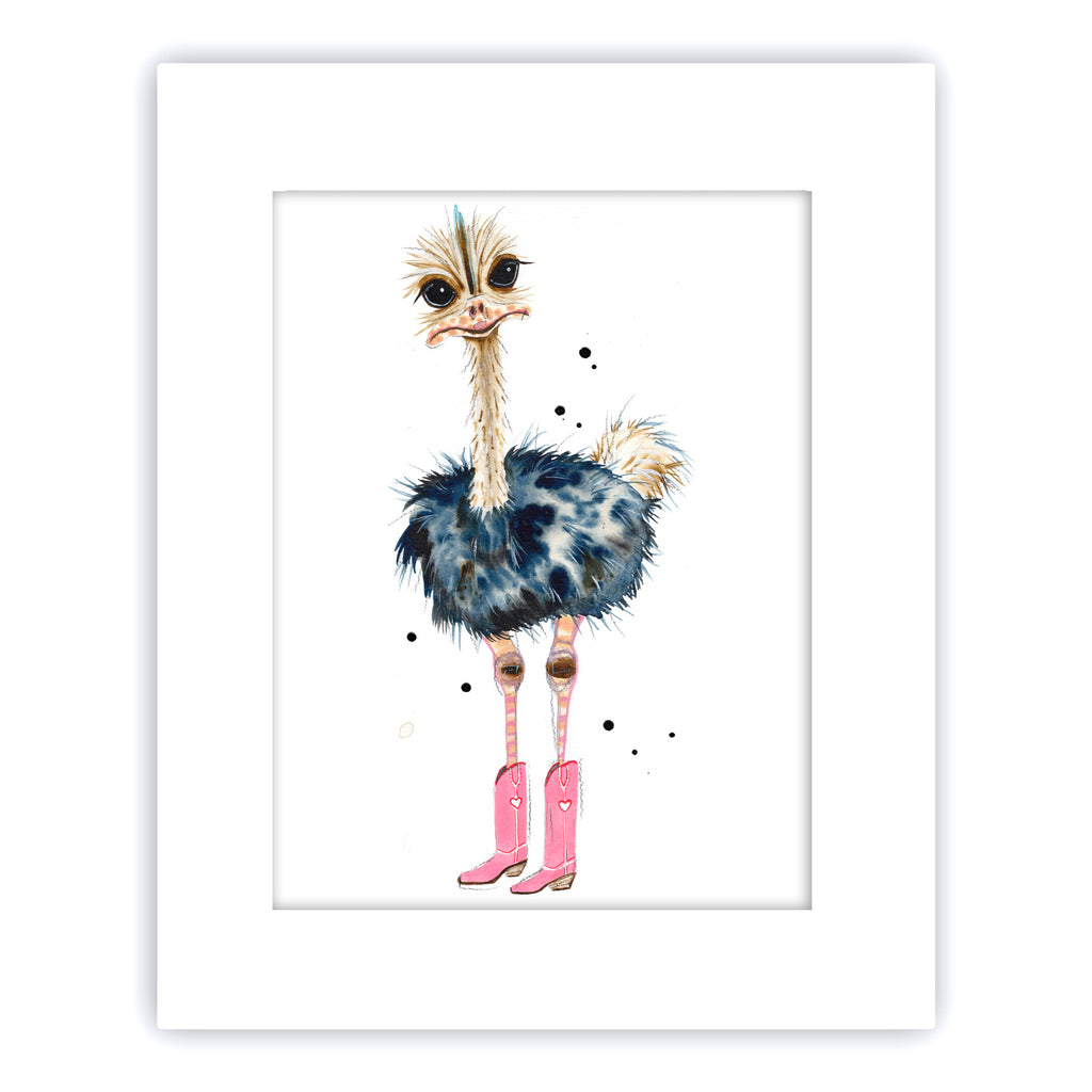 "Ostrich in Pink Boots"